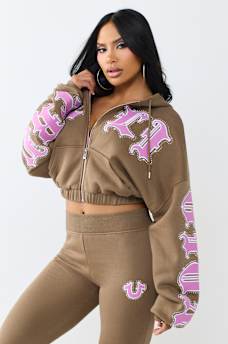 CRYSTAL RELAXED GIRLFRIEND ZIP HOODIE