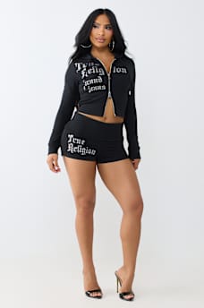 CRYSTAL FOLDOVER WAISTBAND SHORT
