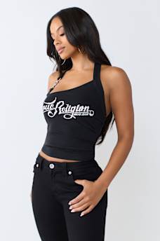 CRYSTAL LOGO HALTER TOP