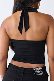 CRYSTAL LOGO HALTER TOP