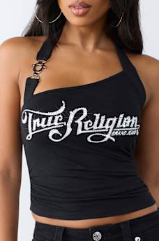 CRYSTAL LOGO HALTER TOP