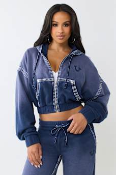 SUPER T WASHED RELAXED GIRLFRIEND ZIP HOODIE