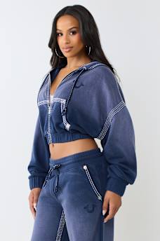 SUPER T WASHED RELAXED GIRLFRIEND ZIP HOODIE