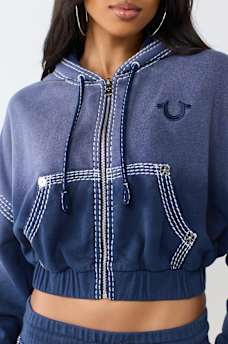 SUPER T WASHED RELAXED GIRLFRIEND ZIP HOODIE