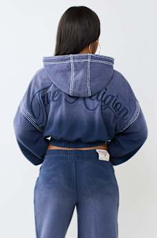 SUPER T WASHED RELAXED GIRLFRIEND ZIP HOODIE