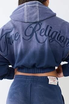 SUPER T WASHED RELAXED GIRLFRIEND ZIP HOODIE