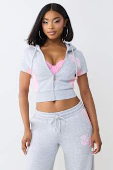 COLOR PANELED ZIP HOODED SHIRT