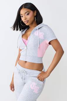 COLOR PANELED ZIP HOODED SHIRT