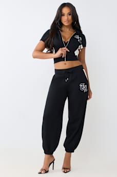 CONTRAST PANELED MID RISE BAGGY JOGGER
