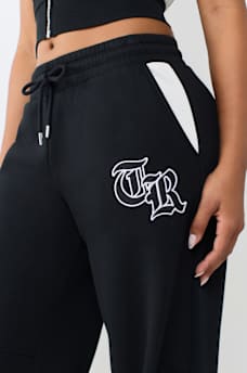 CONTRAST PANELED MID RISE BAGGY JOGGER