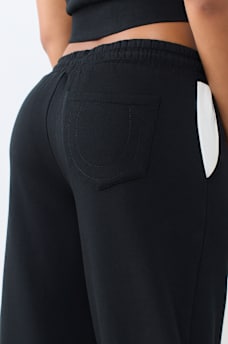 CONTRAST PANELED MID RISE BAGGY JOGGER