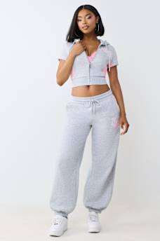 CONTRAST PANELED MID RISE BAGGY JOGGER