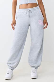 CONTRAST PANELED MID RISE BAGGY JOGGER