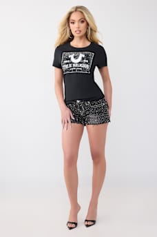T-SHIRT &Agrave; COL RAS DU COU CLASSIQUE AVEC LOGO EN CRISTAUX, image 3