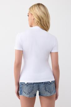 T-SHIRT &Agrave; COL RAS DU COU CLASSIQUE AVEC LOGO EN CRISTAUX, image 5