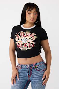 CAMISETA CORTA CL&Aacute;SICA CON CRISTALES, image 2