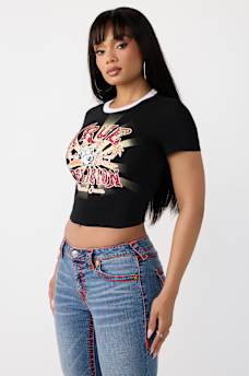 CAMISETA CORTA CL&Aacute;SICA CON CRISTALES, image 4