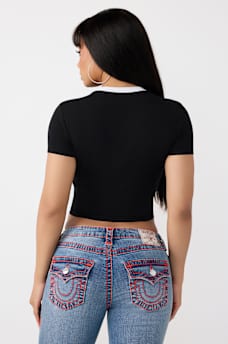 CAMISETA CORTA CL&Aacute;SICA CON CRISTALES, image 5