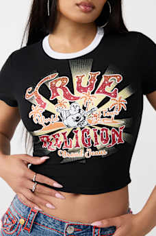 CAMISETA CORTA CL&Aacute;SICA CON CRISTALES, image 1