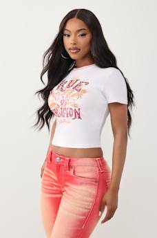 CAMISETA CORTA CL&Aacute;SICA CON CRISTALES, image 3