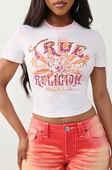 CAMISETA CORTA CL&Aacute;SICA CON CRISTALES, image 1