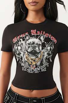T-SHIRT COURT BOULEDOGUE FRAN&Ccedil;AIS ET CRISTAUX, image 1