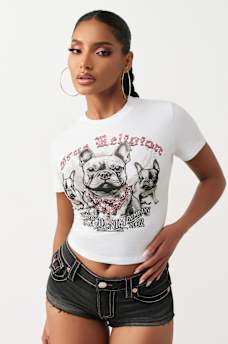CAMISETA CORTA CON CRISTALES Y BULLDOG FRANC&Eacute;S, image 2