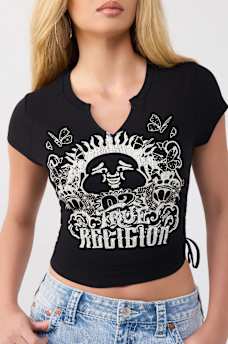 CAMISETA CON LATERAL FRUNCIDO Y MANGAS CASQUILLO RAGL&Aacute;N, image 1