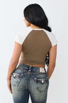 CONTRAST RAGLAN NOTCH BABY TEE