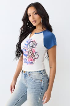 CONTRAST RAGLAN NOTCH BABY TEE