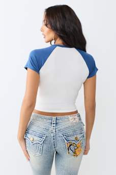 CONTRAST RAGLAN NOTCH BABY TEE