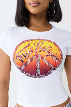 CRYSTAL PEACE SIGN  BABY TEE