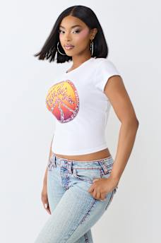 CRYSTAL PEACE SIGN  BABY TEE