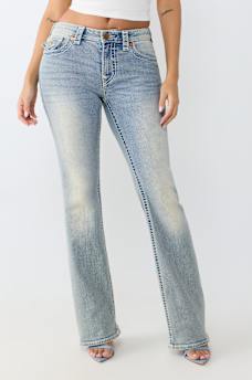 BECCA MID RISE TIGER SUPER T FLAP BOOTCUT JEAN