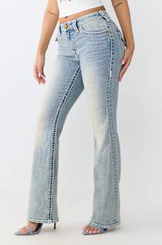 BECCA MID RISE TIGER SUPER T FLAP BOOTCUT JEAN