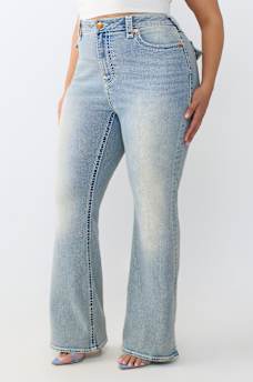 PLUS BECCA MID RISE TIGER SUPER T FLAP BOOTCUT JEAN