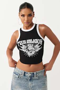 CAMISETA SIN MANGAS CON ESPALDA CRUZADA Y CRISTALES, image 2