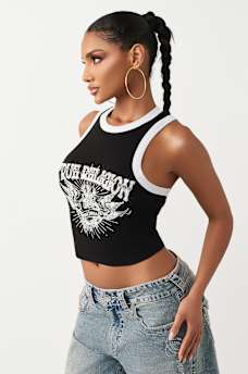 CAMISETA SIN MANGAS CON ESPALDA CRUZADA Y CRISTALES, image 4