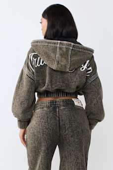 SUPER T WASHED RELAXED GIRLFRIEND ZIP HOODIE