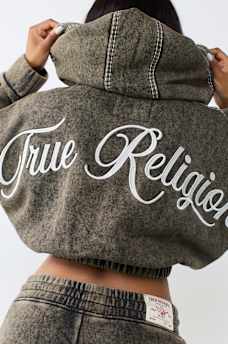 SUDADERA RELAJADA GIRLFRIEND CON CAPUCHA Y CIERRE SUPER T CON LAVADO