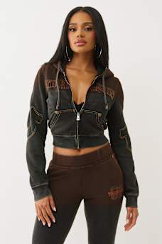 WASHED BIG T SHRUNKEN ZIP HOODIE, image 2