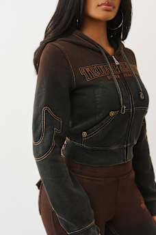 WASHED BIG T SHRUNKEN ZIP HOODIE, image 6