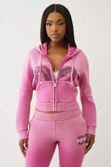 WASHED BIG T SHRUNKEN ZIP HOODIE, image 2