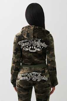 CAMO VELOUR SHRUNKEN ZIP HOODIE, image 7