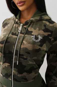 CAMO VELOUR SHRUNKEN ZIP HOODIE, image 8