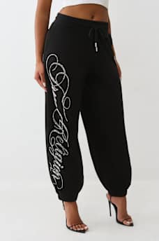 PANTALONES JOGGER HOLGADOS CON CRISTALES, image 1