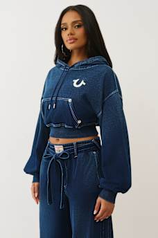 WASHED INDIGO PULLOVER HOODIE, image 4