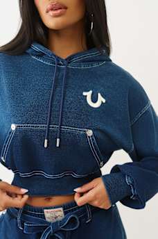 WASHED INDIGO PULLOVER HOODIE, image 5