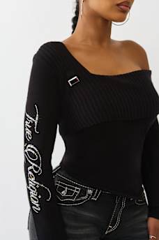 ASYMMETRICAL OFF-THE-SHOULDER SWEATER, image 2