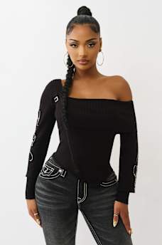 ASYMMETRICAL OFF-THE-SHOULDER SWEATER, image 4